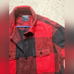 Abercrombie & Fitch Men's M Heavyweight 100% Cottom Button Up Shirt Red SHACKET